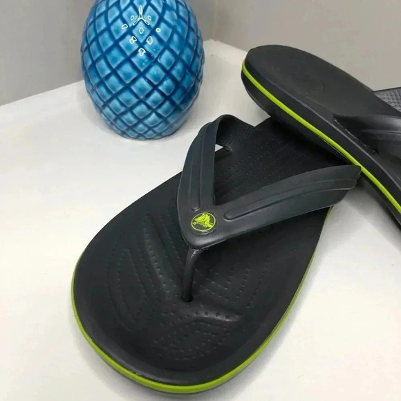 Crocs Crocband Flip Grey Lime Green - Picture 3 of 10